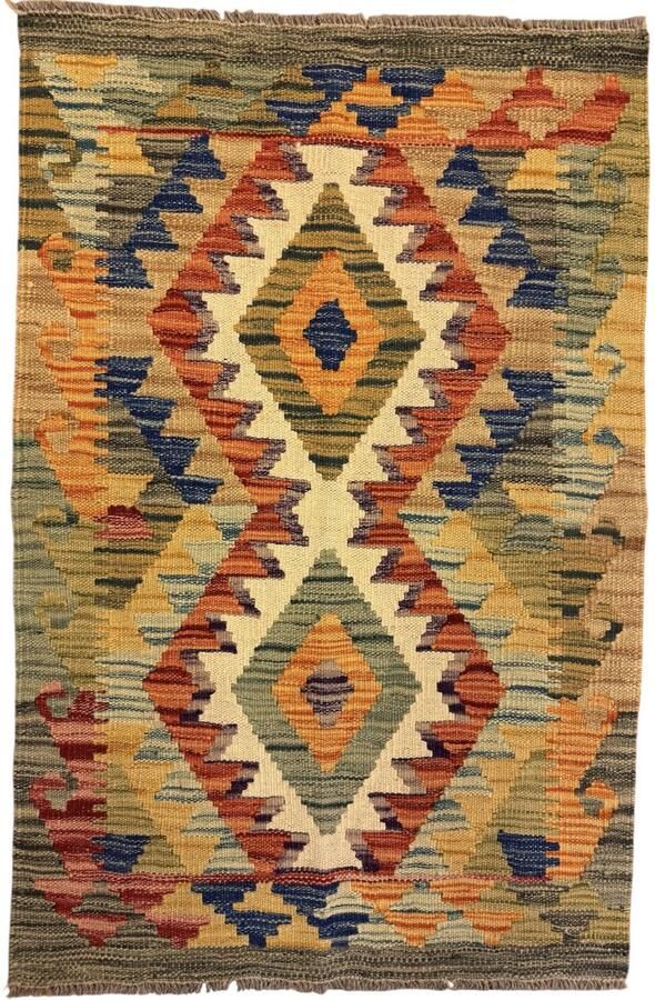 Nazaritapijten.com Kelim Tapijt Vloerkleed Oosterse Handgeweven x 89 CM (100%) Wol kleurstoffen schapenwol