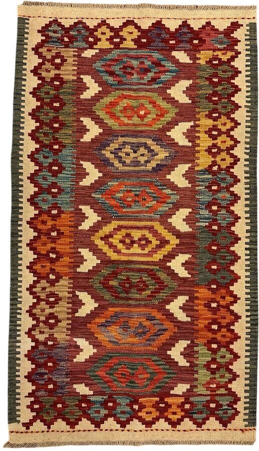 Nazaritapijten.com Kleurrijk Tapijt Laagpolig Handgeweven Wollen Vloerkleed Koho Afghaanse Modern Kelim 83 x 148 Modern Woonkamer Salon Slaapkamer Eetkamer