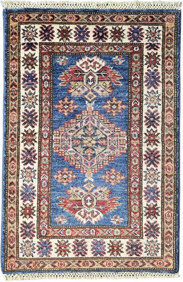 Nazaritapijten.com Oosterse Handgeknoopt Tapijt Vloerkleed Handgemaakt Tapijt Afghaanse Oosterse tapijt %100 Wol Super Kazak 60 X 89 CM