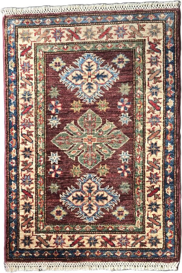 Nazaritapijten.com Oosterse Tapijt Afghaanse Super Kazak Tapijt Origineel Authentiek Uniek Vintage x 85 CM Hand Gemaakt 100 % Wol Handgeknoopte Tapijt ID P-526