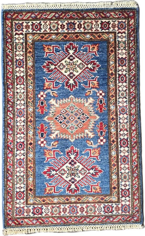 Nazaritapijten.com Tapijt Afghaanse Authentiek Oosterse Tapijt Super Kazak Tapijt Origineel Uniek Vintage x 95 CM Hand Gemaakt 100 % Wol Handgeknoopte Tapijt ID P-527 Nazari Tapijten Schoorl NL