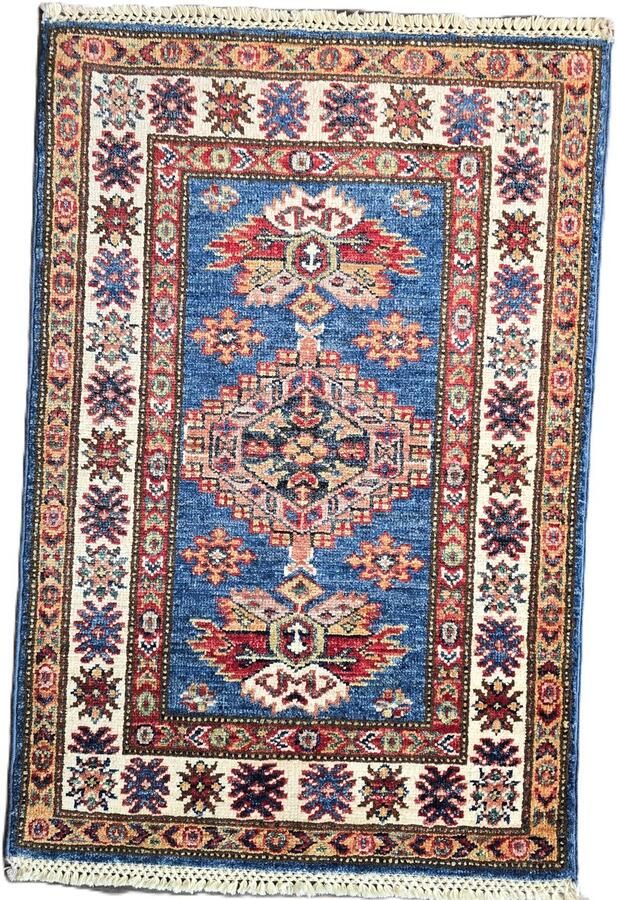 Nazaritapijten.com Handgeknoopte Tapijt Afghaanse Oosterse Tapijt Super Kazak Tapijt Origineel Authentiek Uniek Vintage x 90 CM Hand Gemaakt 100 % Wol Handgeknoopte Tapijt ID P-533 Nazari Tapijten Schoorl NL