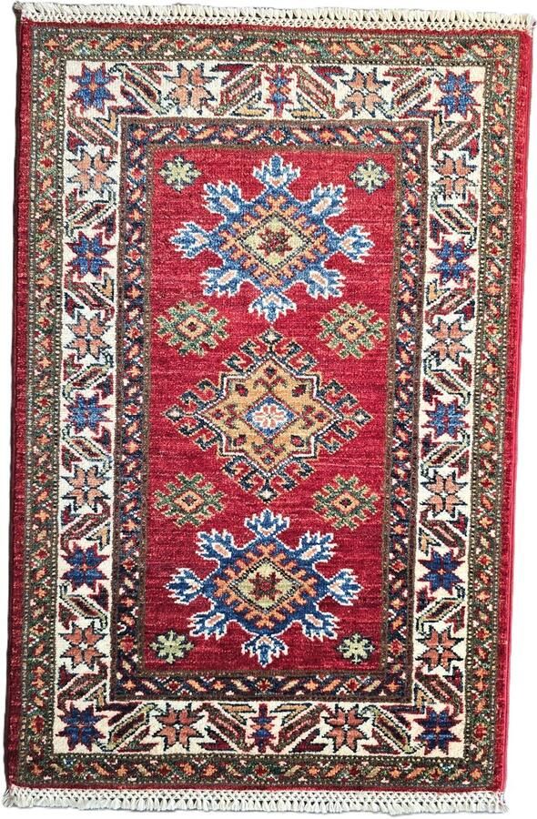 Nazaritapijten.com Tapijt Afghaanse Tafelkleed Oosterse Tapijt Super Kazak Tapijt Origineel Authentiek Uniek Vintage x 93 CM Hand Gemaakt 100 % Wol Handgeknoopte Tapijt ID P-532