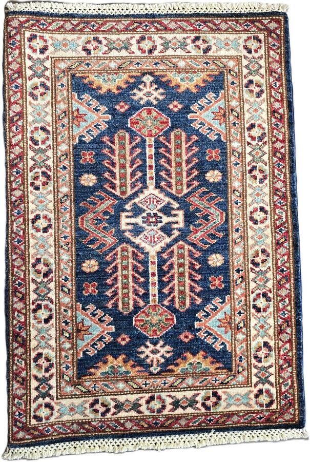 Nazaritapijten.com Tapijt Afghaanse Tafelkleed Oosterse Tapijt Super Kazak Tapijt Origineel Authentiek Uniek Vintage x 87 CM Hand Gemaakt 100 % Wol Handgeknoopte Tapijt ID P-516