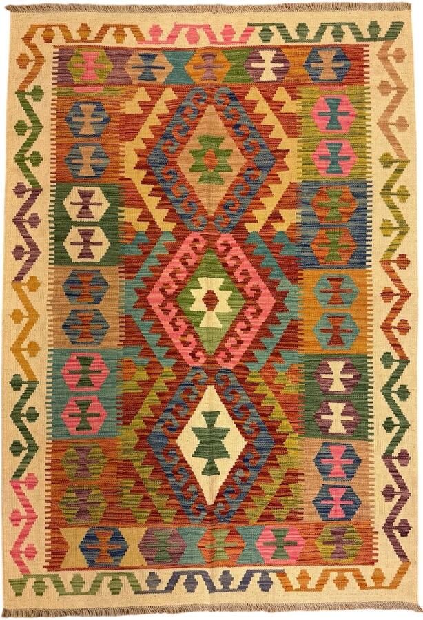 Nazaritapijten.com Tapijt Kelim Hand Geweven Oosterse Hand Gemaakt x 182 CM (100%) Wol Uit Afghanistan