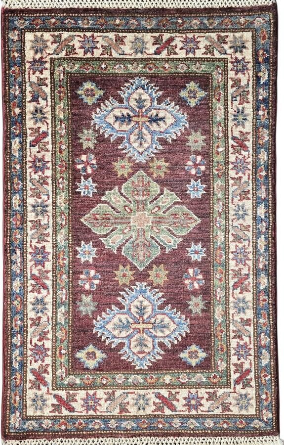 Nazaritapijten.com Tapijt Oosterse Handgeknoopt Tapijt Vloerkleed Handgemaakt Tapijt Afghaanse Oosterse tapijt %100 Wol Super Kazak 58 X 92 CM
