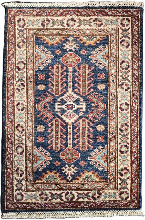 Nazaritapijten.com Vloerkleed Authentiek Uniek Origineel Afghaanse Tapijt Vintage Oosterse Tapijt Super Kazak Tapijt x 89 CM Hand Gemaakt 100 % Wol Handgeknoopte Tapijt ID P-523 Nazari Tapijten Schoorl NL