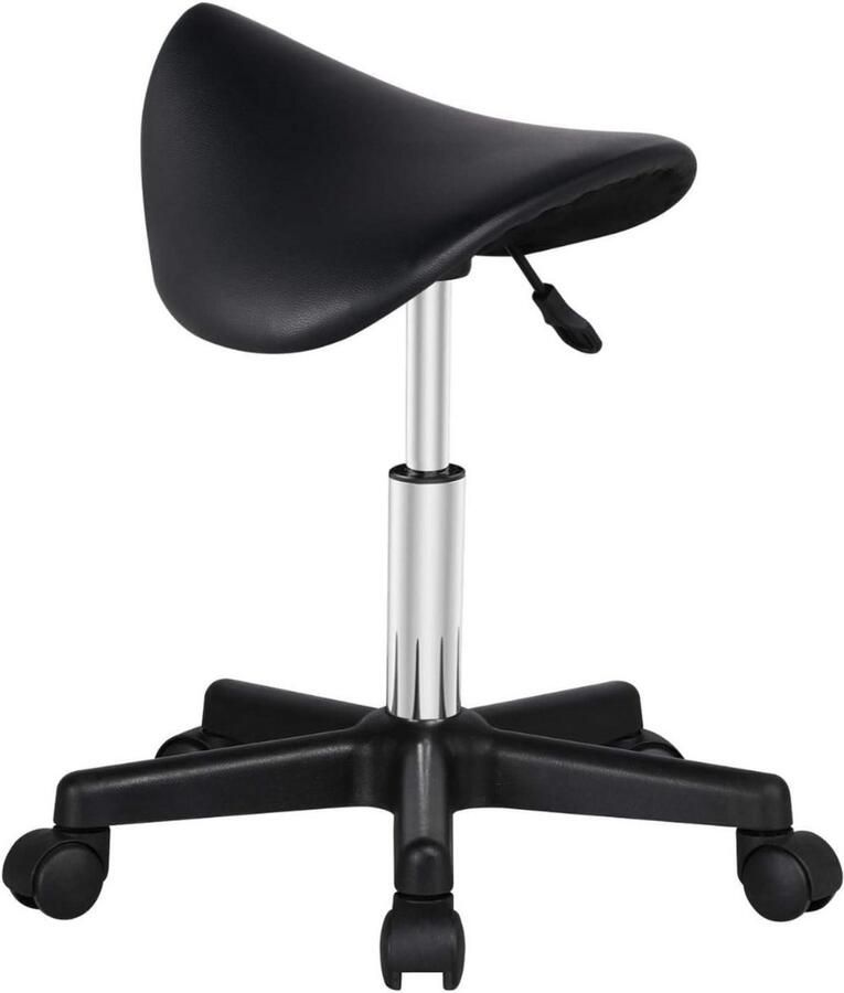 NbyMe Zadelkruk op Wielen Kapperskruk Ergonomisch Tabouret Zwart