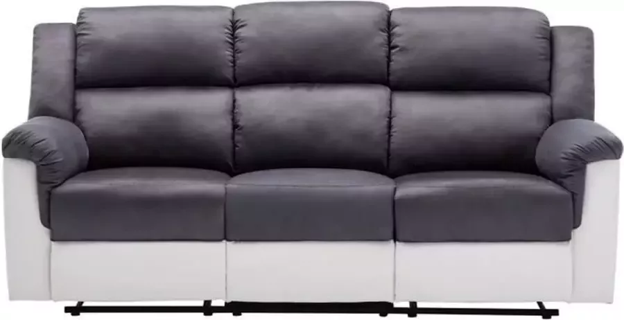 nee 3 -SEATER SOFA inclusief 2 handmatige ontspanningsplaatsen + bekerhouder Microvezel Grijs Genius L 205 x D 95 x H 101 cm