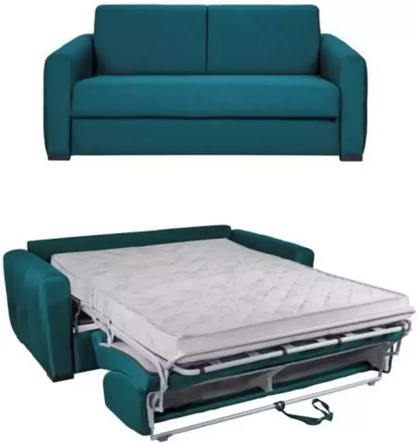 Nee Express Convertible Sofa 3 -zuivering Capito Turquoise blauwe stof Slapen 140x190 cm L 204 x D 102 x H 95 cm