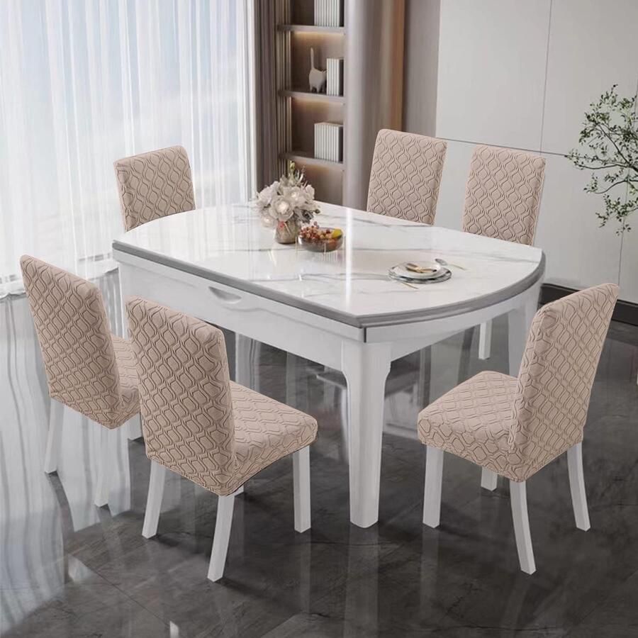 Nee 2 Stuks Beschermhoezen Voor Keuken- En Eetkamerstoelen Af mbare En Wasbare Jacquard Stoelhoezen Volledig Omhullende Stoelhoezen Woondecoratie Huisdiervriendelijk - Foto 2