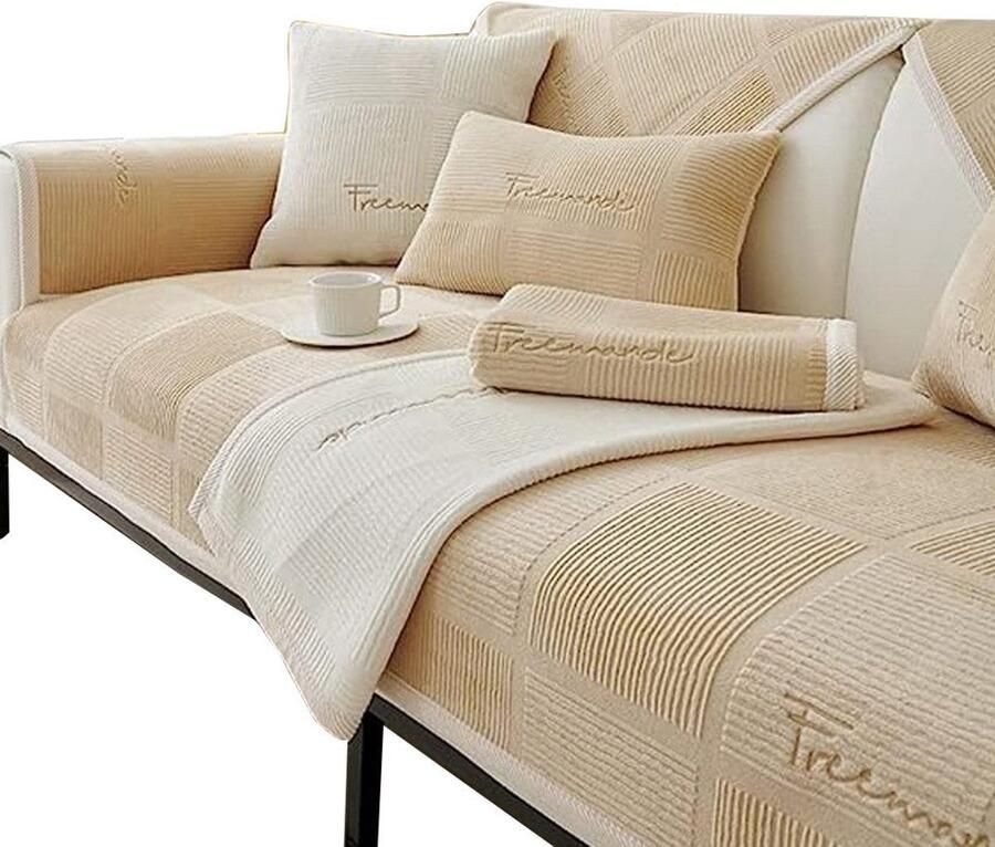 Nee Melk Fleece Sofa Covers Nieuwe Bank Kussen Covers Anti-Slip Bank 1 2 3 24 Zitplaatsen Sofa Covers voor Sectionaal Bank Sofa Slipcovers L Shape Furniture Protector