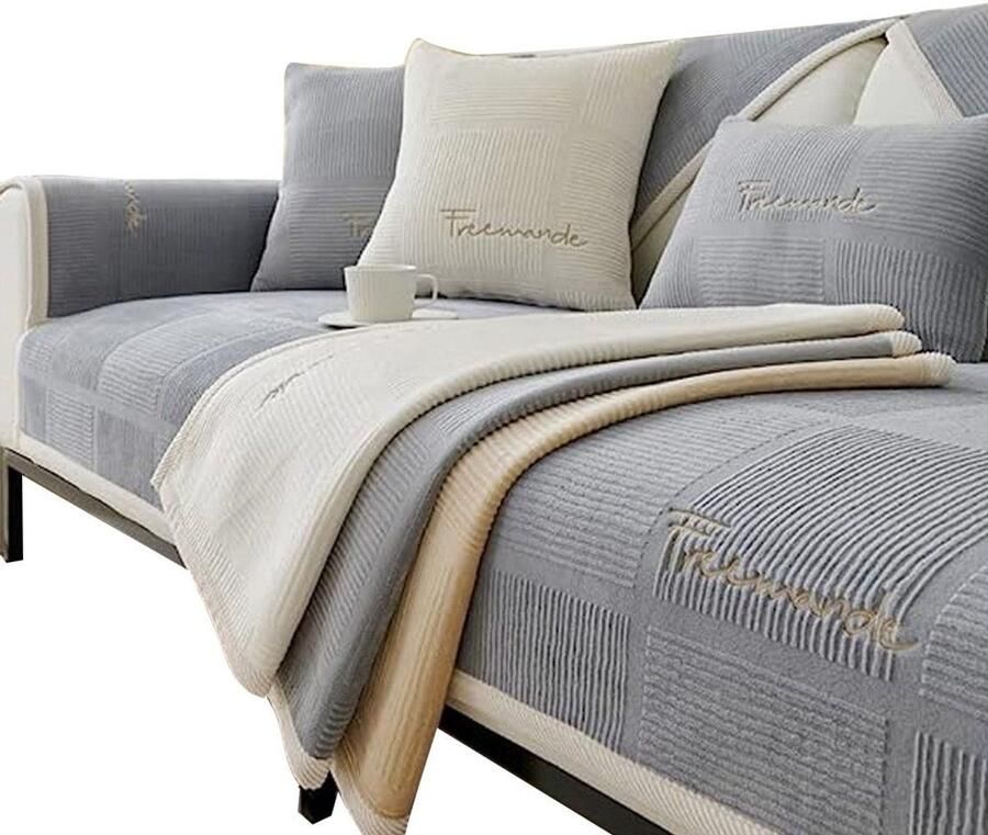 Nee Melk Fleece Sofa Covers Nieuwe Bank Kussen Covers Anti-Slip Bank 1 2 3 7 Zitplaatsen Sofa Covers voor Sectionaal Bank Sofa Slipcovers L Shape Furniture Protector