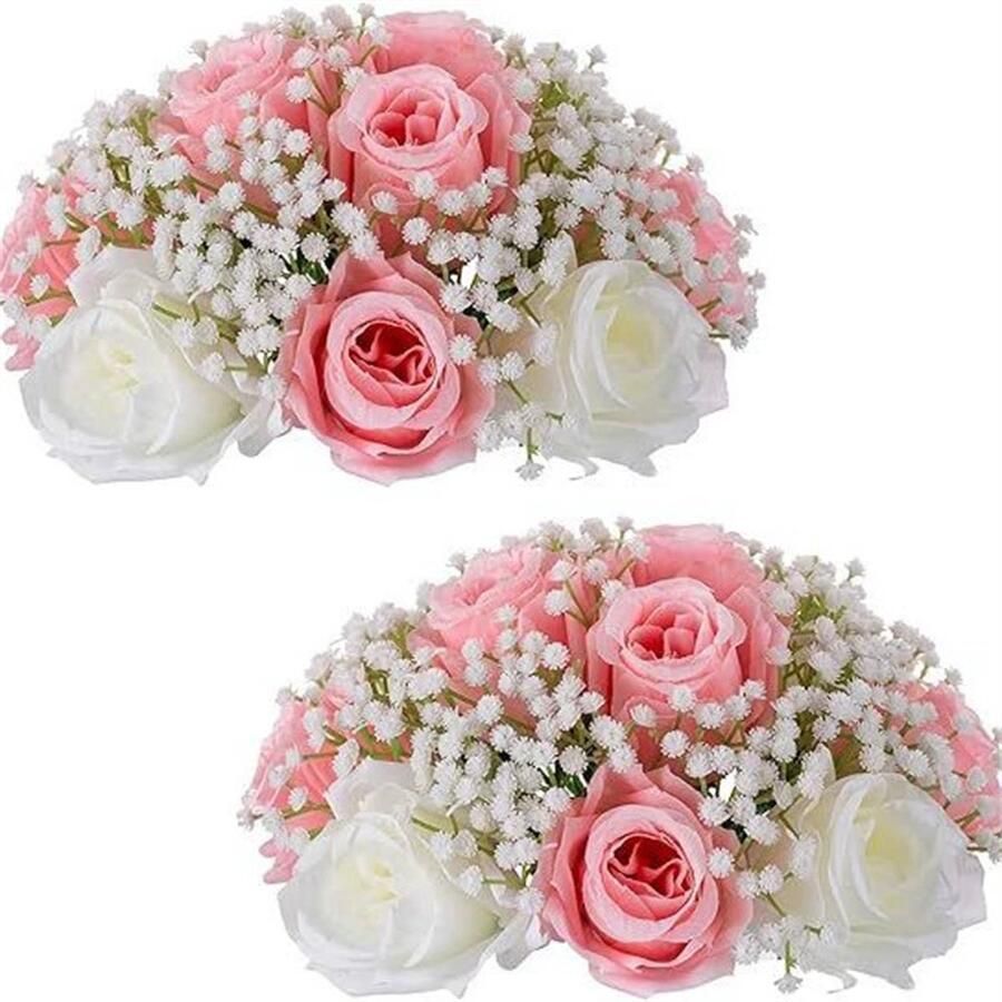 Nee Set van 2 kunstmatige rozenboeketten perfect voor bruiloft centerpieces en tafel decoraties. Deze Kussen Balls zijn ideaal voor DIY feesten en Home Decor