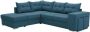 Nee Omkeerbare converteerbare hoek sofa 7 -zits mitchell borst 2 poufs 2 USB -poorten blauwe stof w 247 x d 205 x h 91 cm - Thumbnail 2