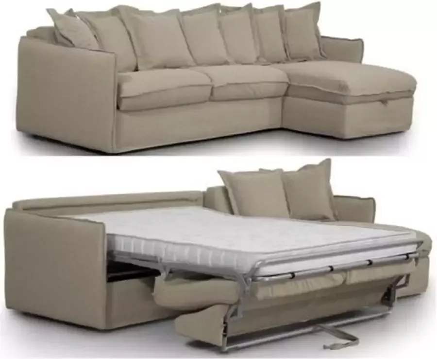 nee Omkeerbare hoekhoekbanke sofa express 4 plaatsen cipro beige stof verwijderbaar borst l 270 x d 160 x h 90 cm