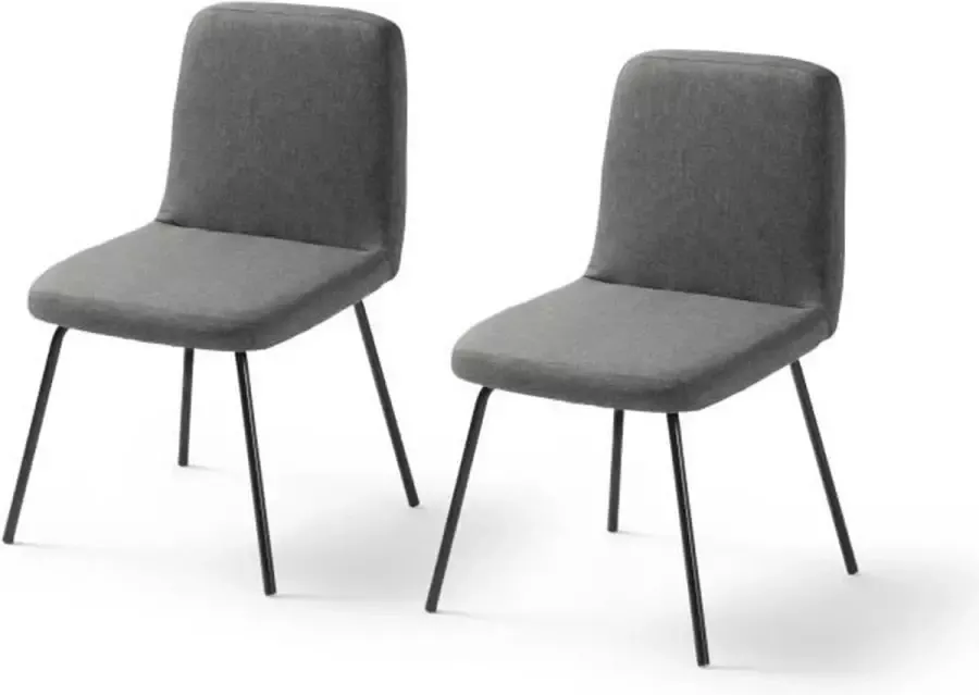 Merkloos Set van 2 stoelen Metalen poten Grijze stof L 44 x D 56 x H 80 cm