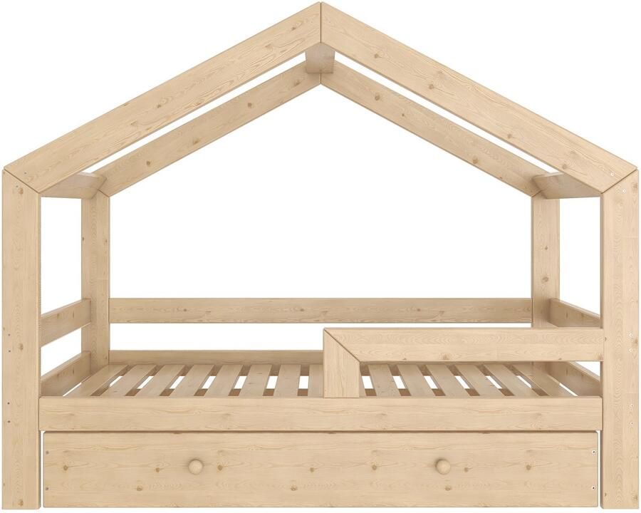 Need Sleep Huisbed met Lade Montessori Kinderbed 90x200 cm Houten Bed voor Kinderen Symmetrisch Dak