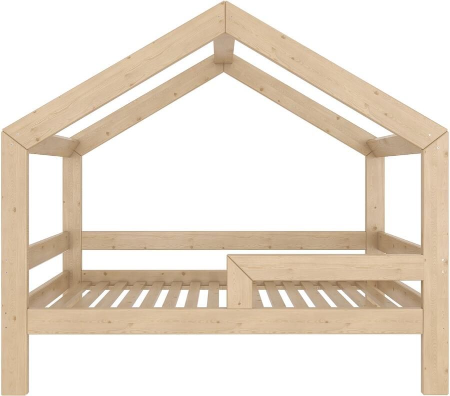 Need Sleep Montessori Kinderbed Huisbed 90x180 cm Naturel Hout Peuterbed met Uitvalbescherming Symmetrisch