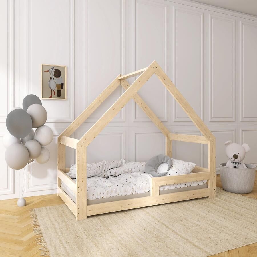 Need Sleep Montessori Kinderbed Huisbed Peuterbed met Uitvalbescherming Naturel Hout 140x190 cm Symmetrisch - Foto 2