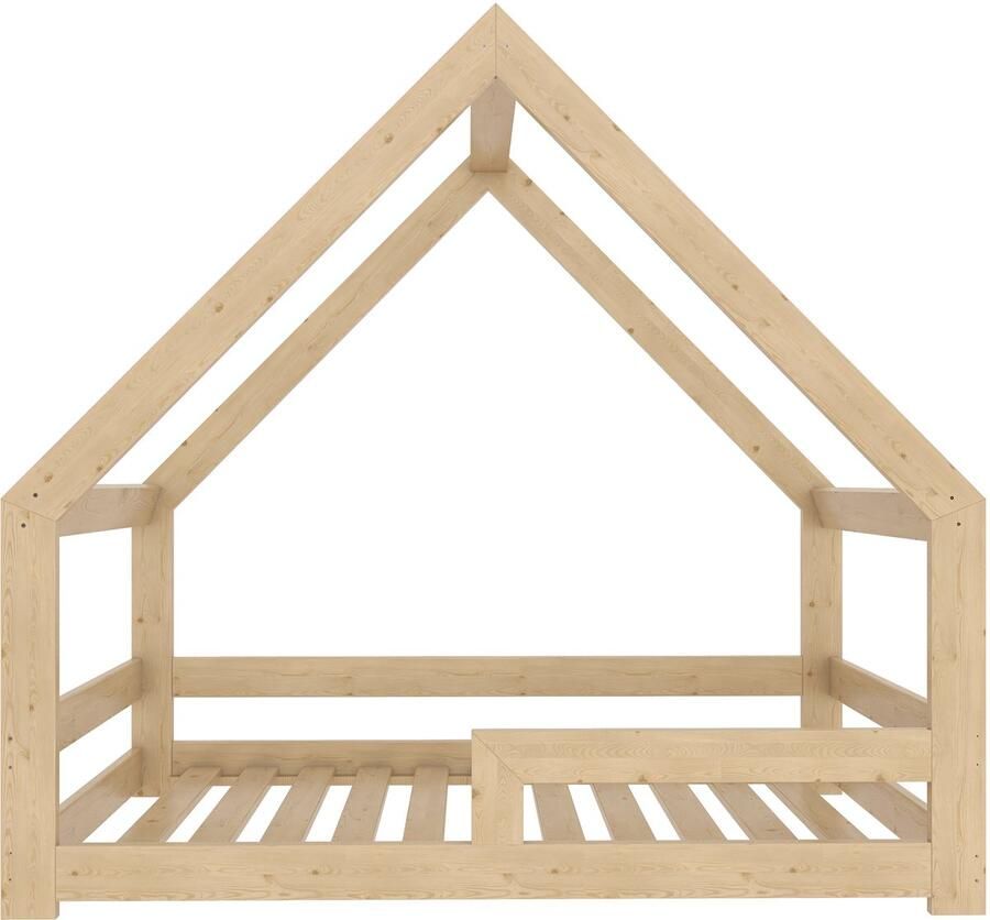 Need Sleep Montessori Kinderbed Huisbed Peuterbed met Uitvalbescherming Naturel Hout 90x180 cm symmetrisch