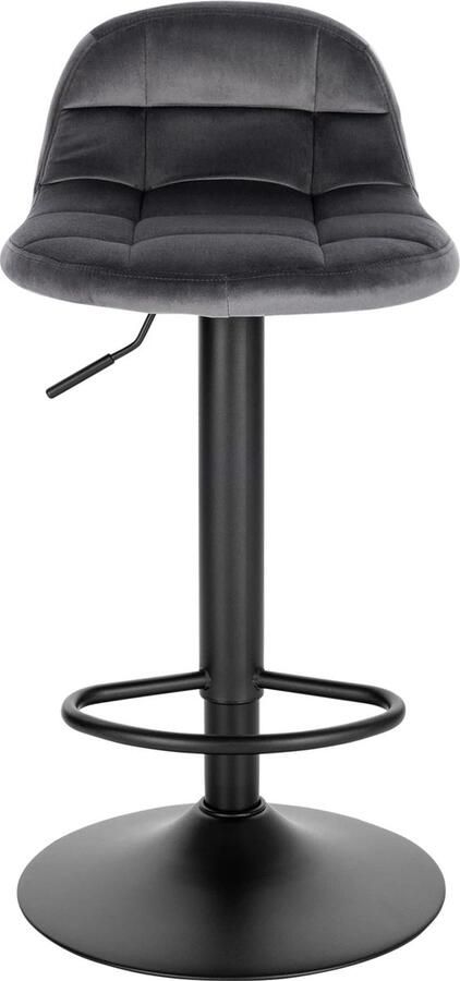 Neos Néos Barstoelen Set van 2 Keukenstoelen met Rugleuning en Voetensteun Fluweel en Metaal Donkergrijs 39x30x76-97cm