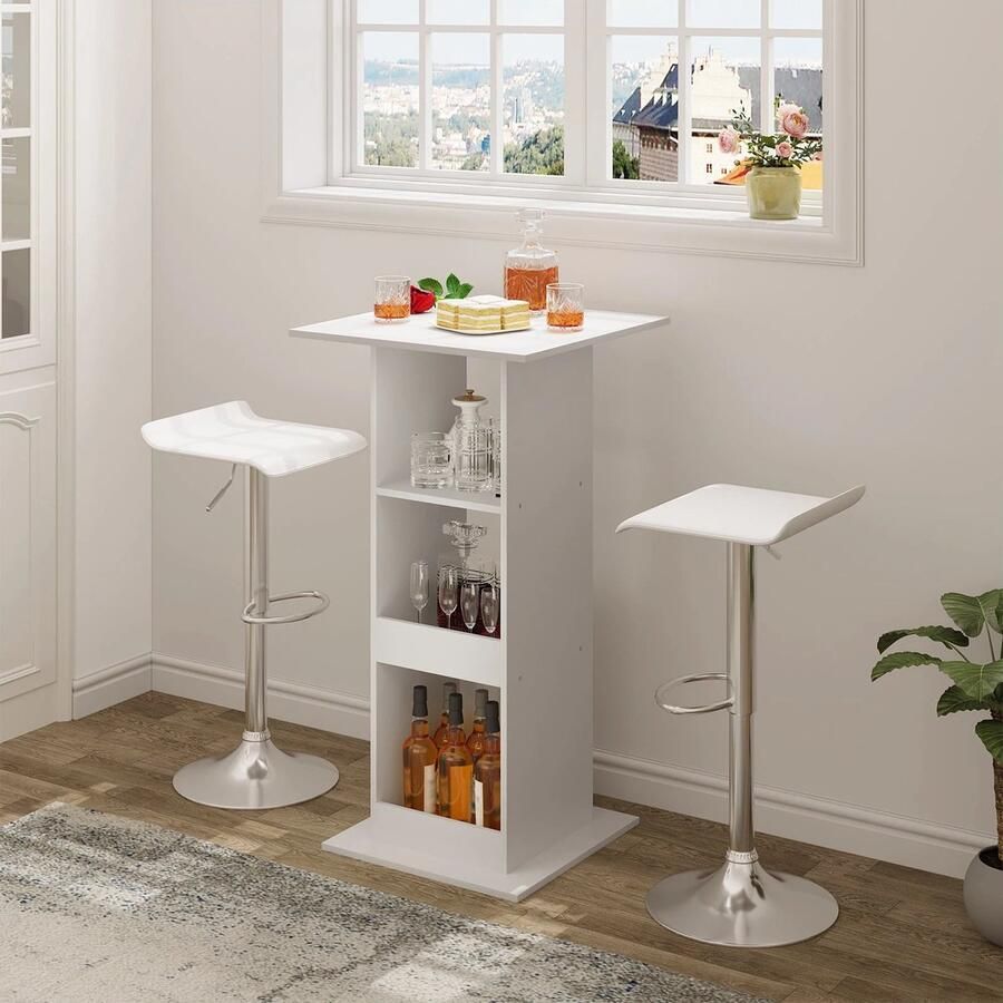 Neos Néos Bartafel Bistro Tafel 3 Planken MDF en Metaal Wit 60x60x112cm