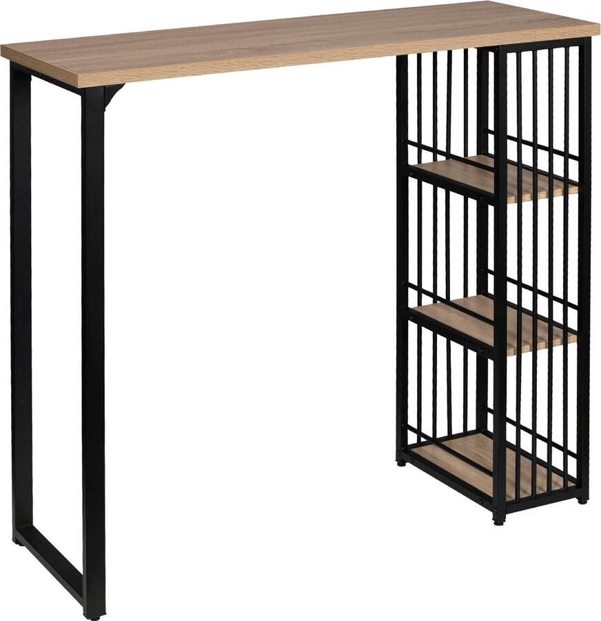 Neos Néos Bartafel Keuken Bistrotafel 2-Tier Opbergrek MDF en Metaal Licht Eiken 120x40x105cm