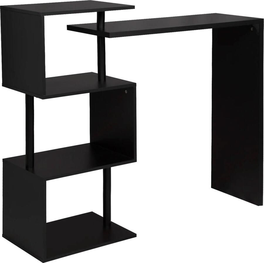 Neos Néos Keukenbar Tafel Met 2-Laags Opbergrek MDF en Metaal Zwart 97.5x38x100cm