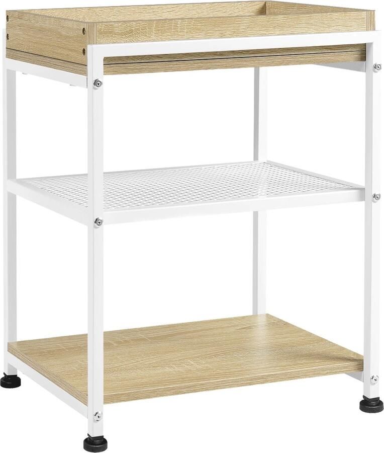 Neos Néos Bijzettafel 3-Laags Met Opbergruimte Hout en Metaal Licht Eiken 40x30x53.7cm