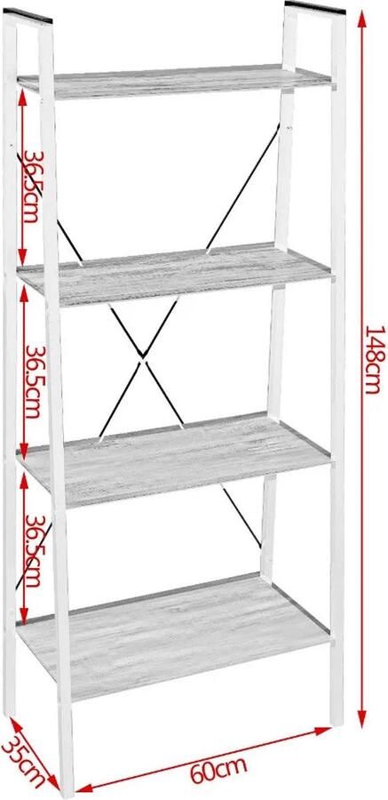 Neos Néos Boekenkast Staande Kast 4 Lagen Hout Wit en Licht Eiken 60x35x148cm - Foto 2