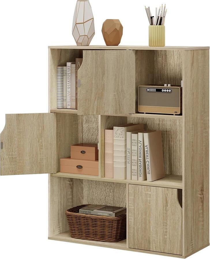 Neos Néos Boekenrek Opbergkast 6 Vakken Spaanplaat Lichteik 80x96x30cm