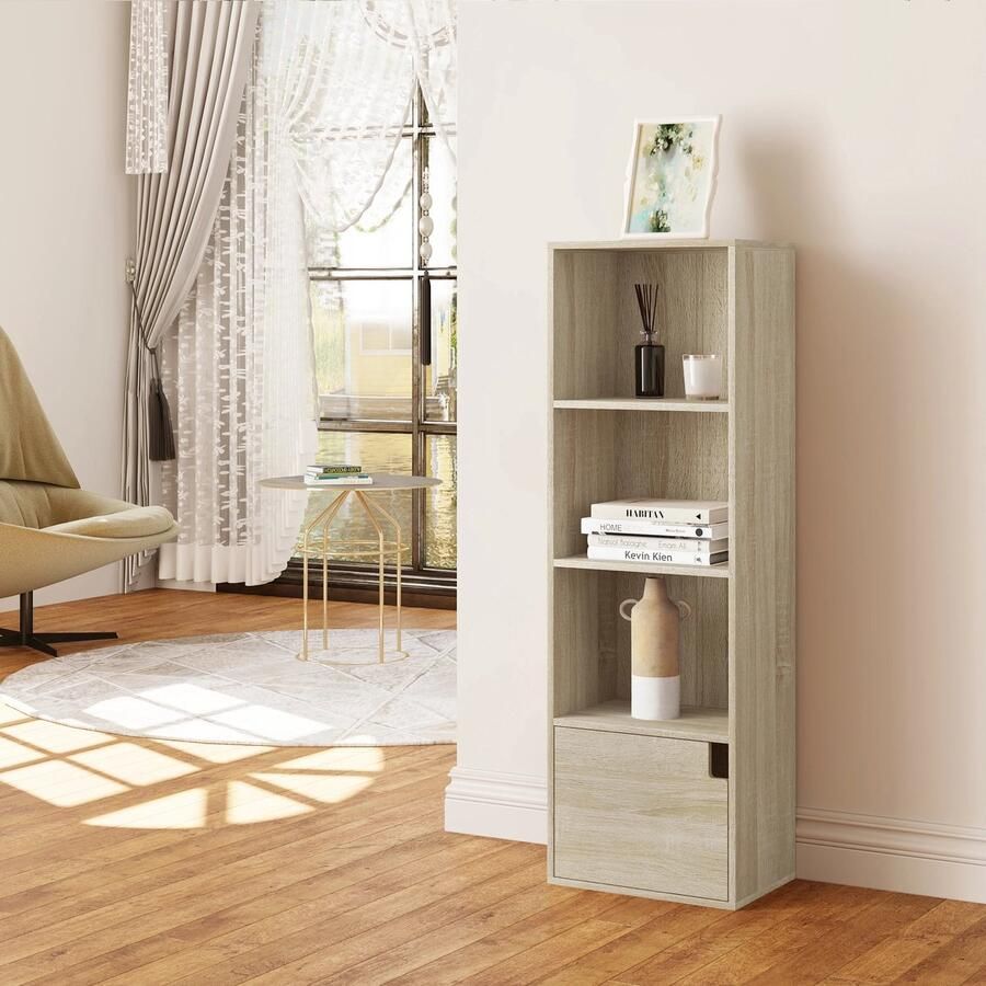 Neos Néos Boekenrek Opbergkast Deur Spaanplaat MDF Lichteik 34x106x24cm