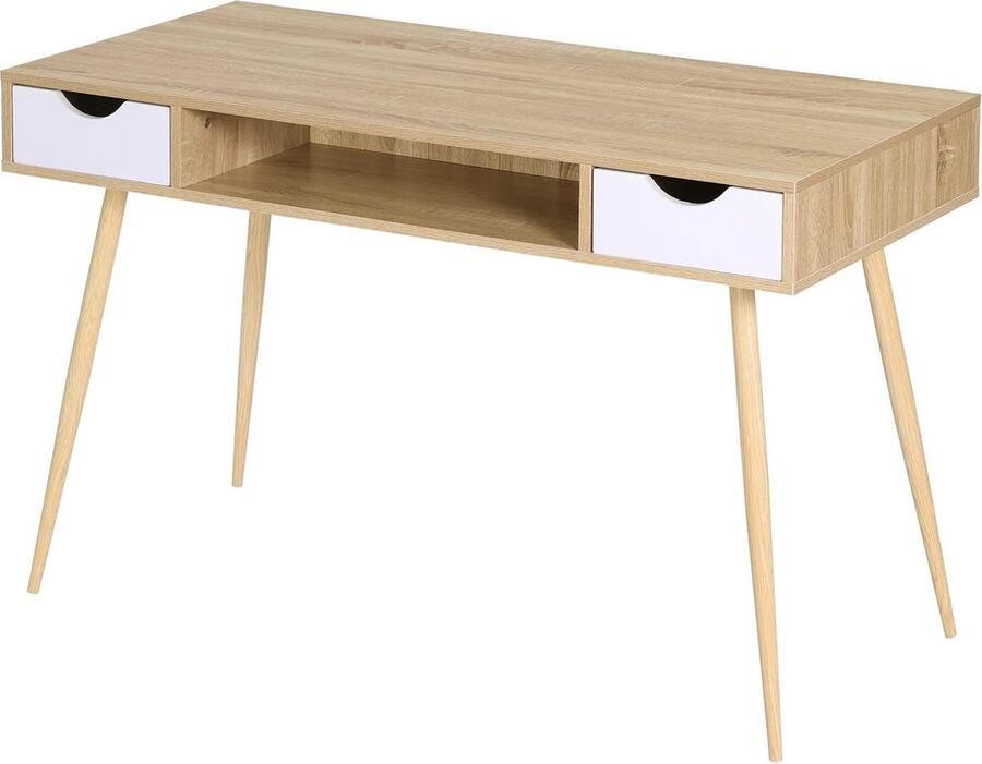 Neos Néos Bureau 2 Laden – Kleur Eiken Staal Frame Klasse E1 MDF met eikenfineer 120x58x77cm