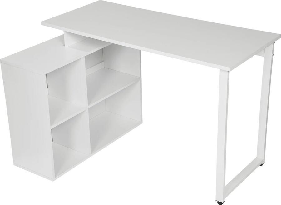 Neos Néos Bureau Computertafel Hoekbureau Boekenkast Wit MDF Metaal 116x50x75cm