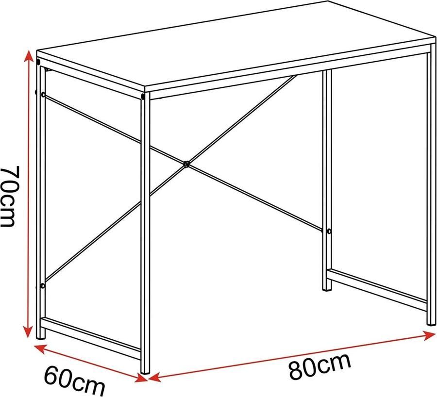 Neos Néos Bureau Computertafel X-Vorm Structuur Spaanplaat Staal Wit Licht Eiken 80x60x70cm