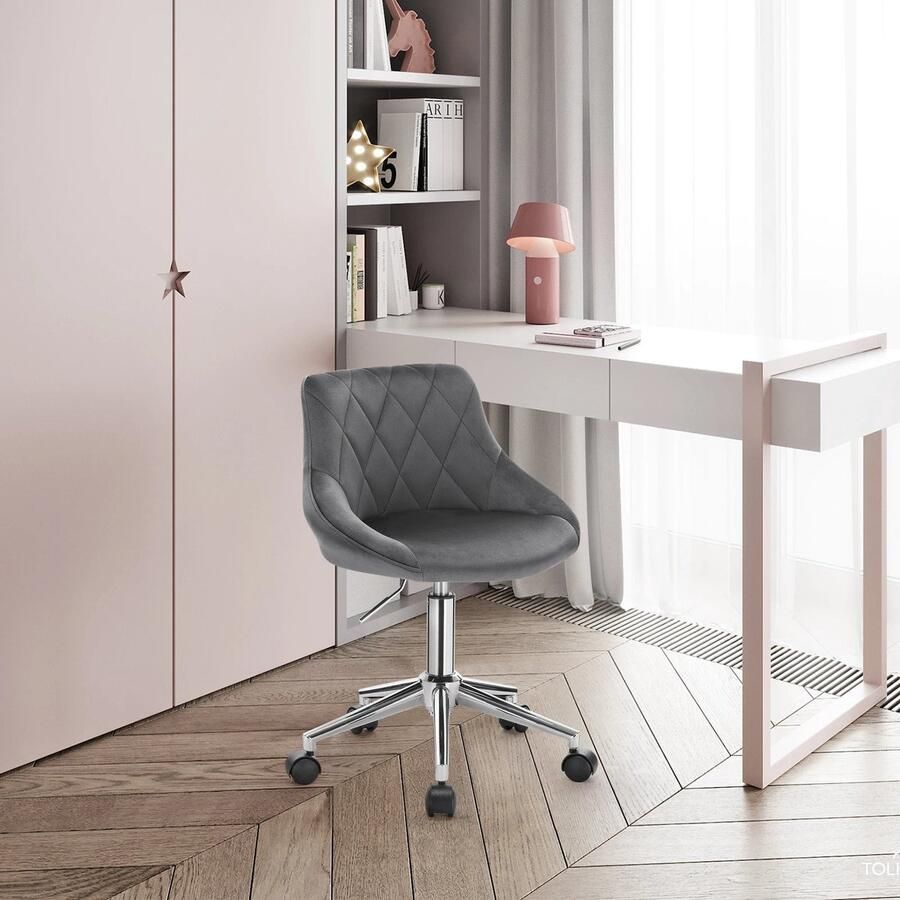 Neos Néos Bureaustoel Draaibaar Verstelbaar Velvet en Metaal Donkergrijs 69 5-77cm