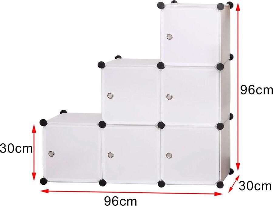 Neos Néos DIY Kledingkast Opbergkast met 6 Vakken Wit Kunststof 96x30x96cm - Foto 2