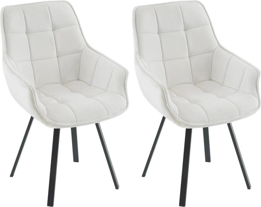 Neos Néos Draaibare Eetkamerstoelen Met Armleuningen 2 Stuks Crème 54.5 x 63 x 87 cm