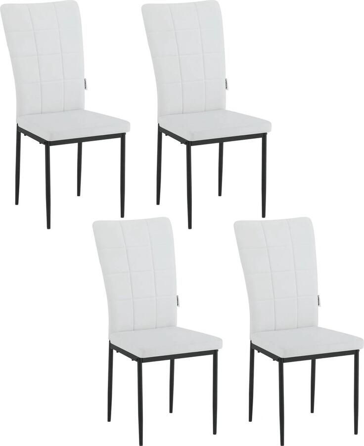 Neos Néos Eetkamerstoelen Set van 4 Keukenstoel Gestoffeerd Wit Kunstleer 58.5 x 44 x 86 cm