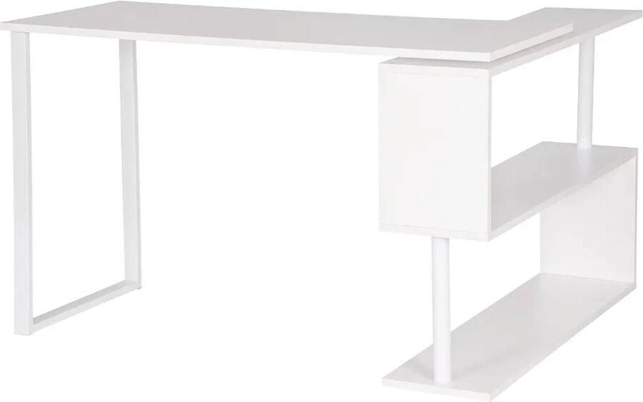 Neos Néos Hoekbureau L-Vorm Met Planken Wit MDF Metaal 120x100x74cm
