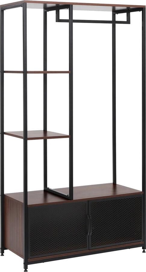 Neos Néos Kapstok Kledingrek Staand Met Opbergkast Donker Beuken + Zwart 90x40x167cm