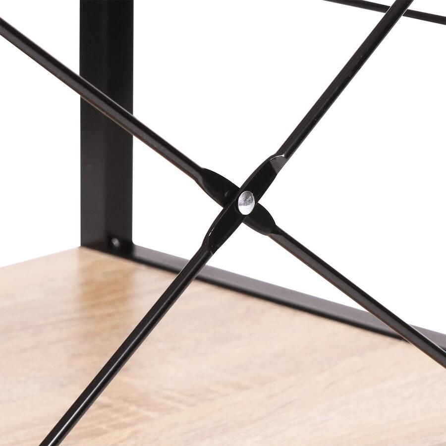 Neos Néos Keukenkast Keukenrek Magnetronkast Verstelbare Planken Metaal en Hout Zwart 40x60x123cm