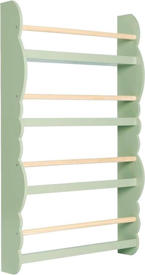 Neos Néos Kinderboekenkast Boekenkast Muurrek 4 Planken Groen MDF en Hout 60x14 5x98cm