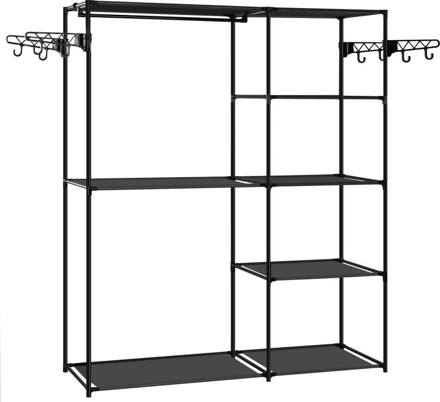 Neos Néos Kledingkast 8 Planken en Hangers Metaal en PP Plastic Zwart 148x166x42.5cm