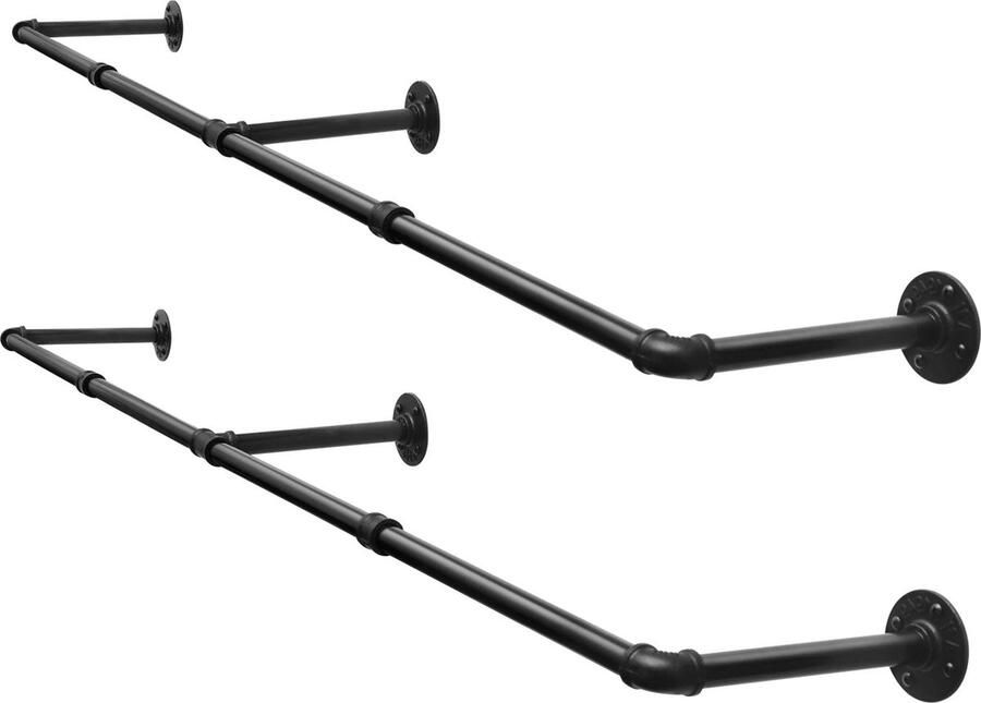 Neos Néos Kledingrail Wandmontage Industrieel Metaal Zwart 180x26cm