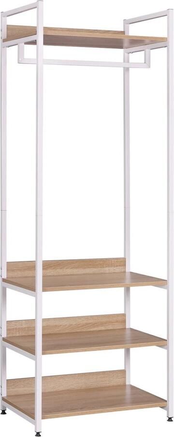 Neos Néos Kledingrek Open Kledingkast Met 3 Planken MDF Staal Licht Eiken Wit 56x36x170cm