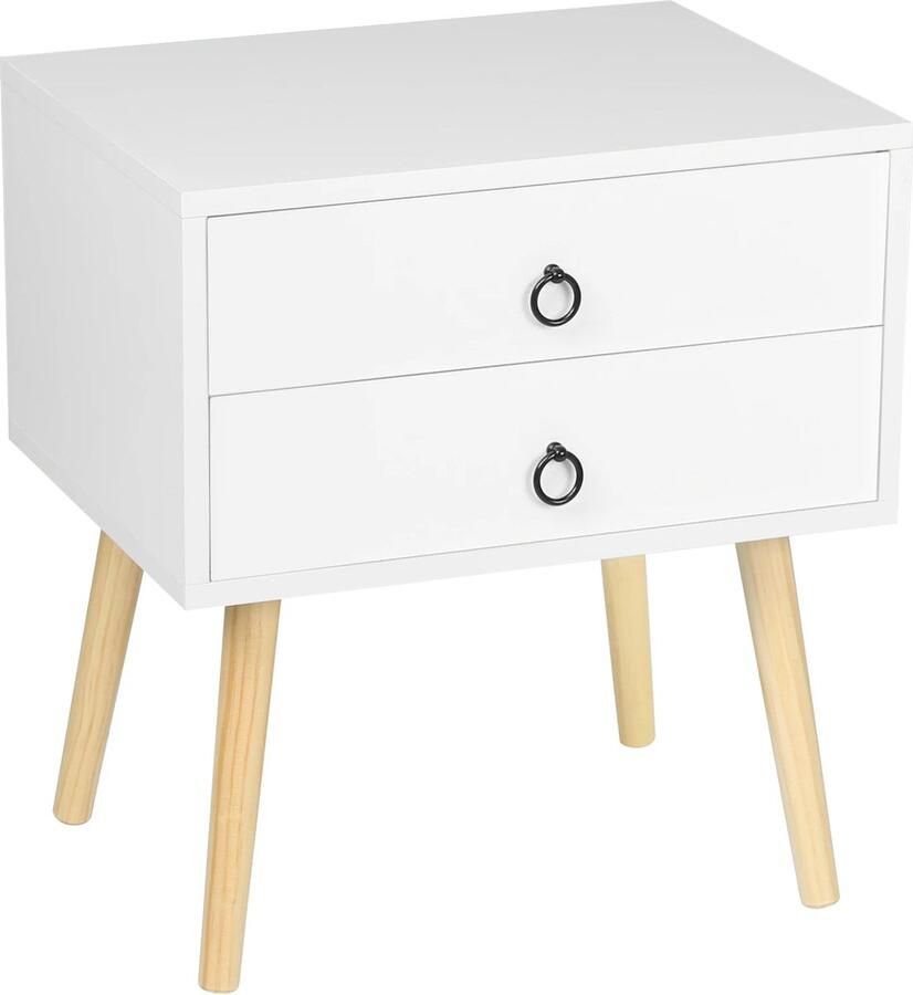 Neos Néos Nachtkastje Met 2 Lades MDF en Hout Wit 46x35x50cm