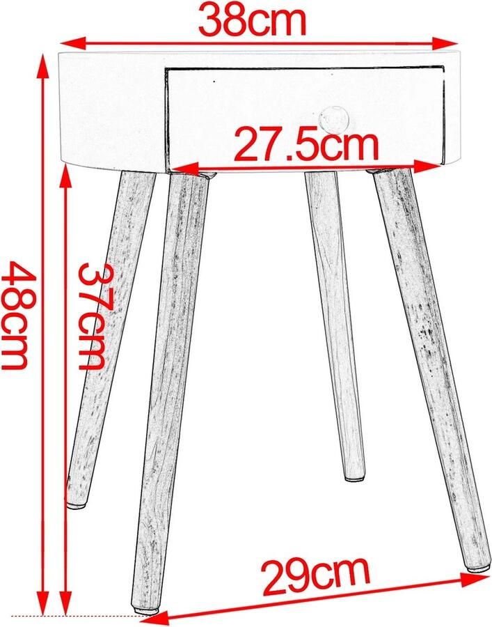 Neos Néos Nachtkastje met Lade Moderne Bijzettafel MDF Hout Wit 38x38x48cm