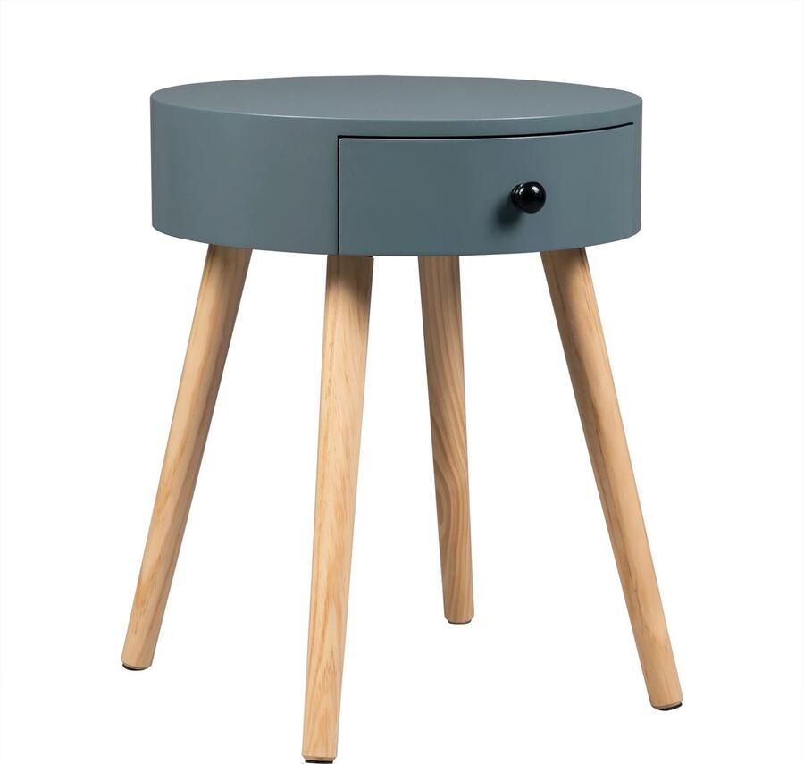 Neos Néos Nachtkastje met Lade Moderne Bijzettafel MDF Hout Grijs 38x38x48cm